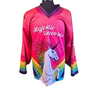 Unicorns Jersey Rainbow Pride Shirt Reversible Pink & Black. Men L Unique & Rare